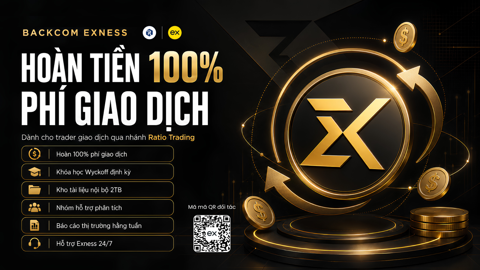 Backcom Exness hoàn tiền 100 phần trăm phí giao dịch dành cho trader giao dịch qua nhánh Ratio Trading